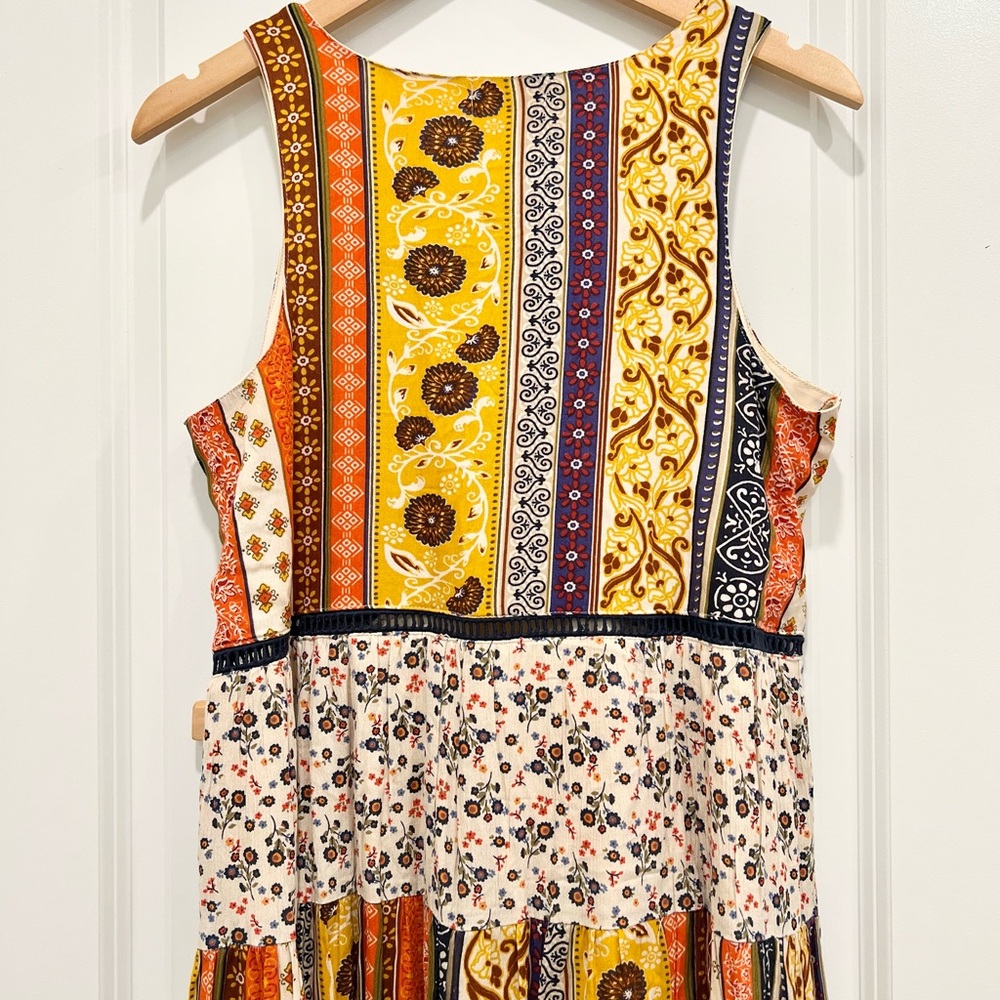 Bohemian Floral Tiered Babydoll Mini Dress - Picture 7 of 9